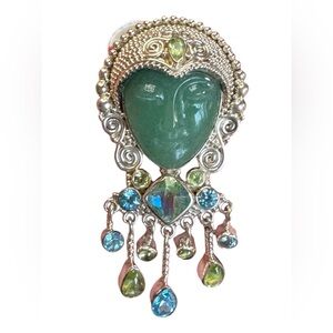Sajen sterling silver 925 Bali topaz peridot GODDESS fancy brioch pendant